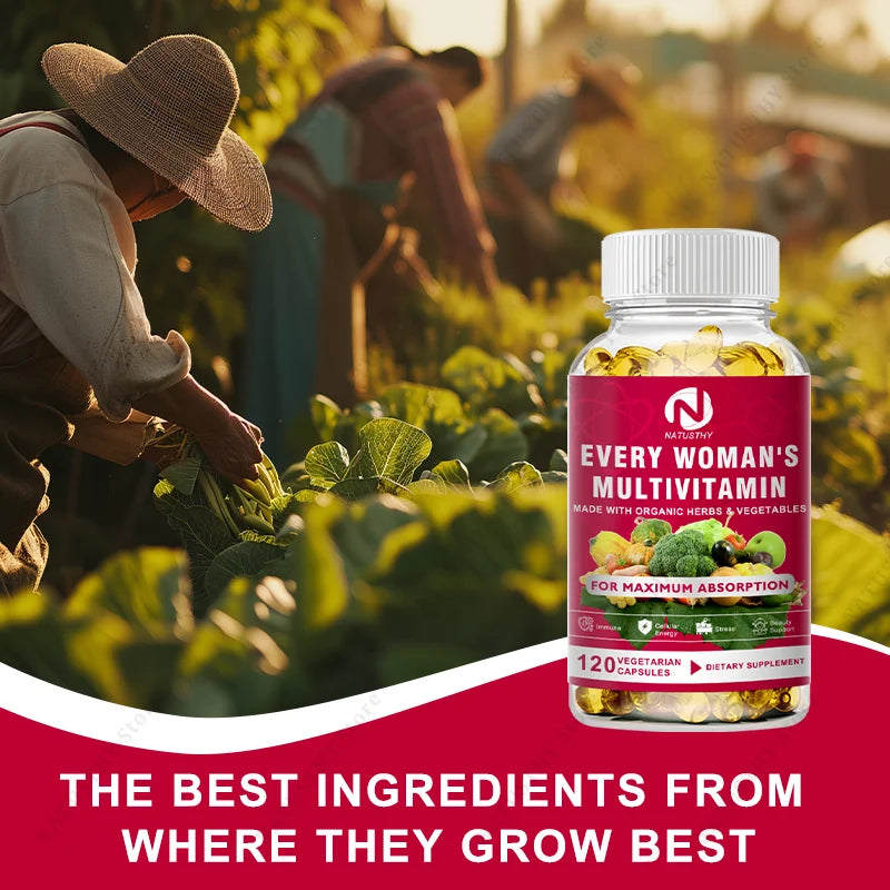Daily Women's Multivitamin - Super Vitamins (A B C D E K) + Iron + Zinc + Organic Non-GMO Ingredients - Women's Multivitamin