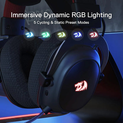 Redragon H510 PRO Zeus-X RGB Wireless Gaming Headset 7.1 Surround Sound 53MM Audio Drivers  Multi Platforms Headphone