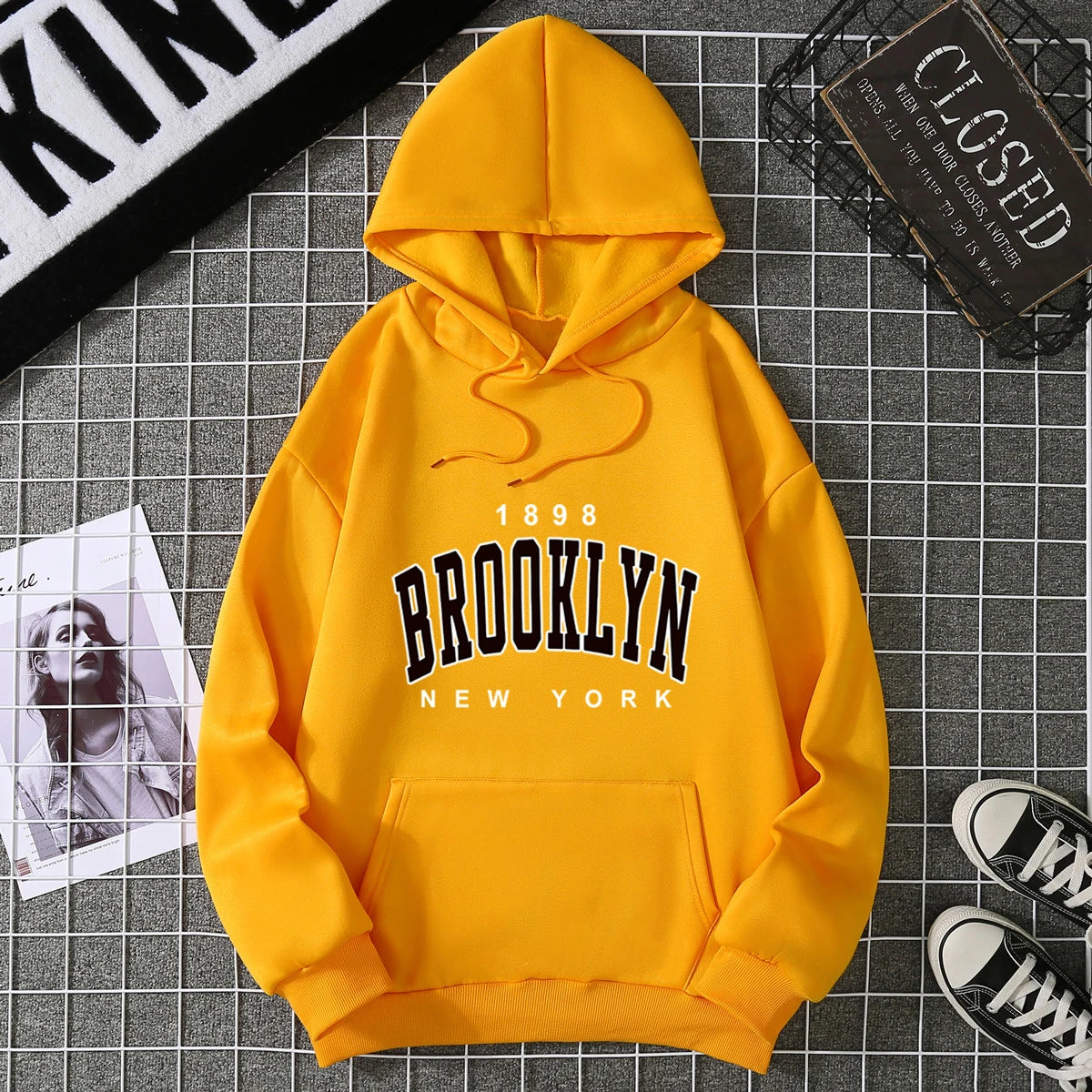 2025 Winter New Women's Hoodie High Street Unisex style Double Pockets Sweatshirts Outerwear Plus-Size Women's Clothing CYXX227