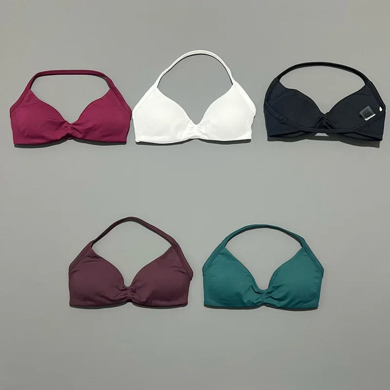 Impact Sports Bra - Seamless Yoga Halter Top for Women | High Support Fitness Workout Bra
