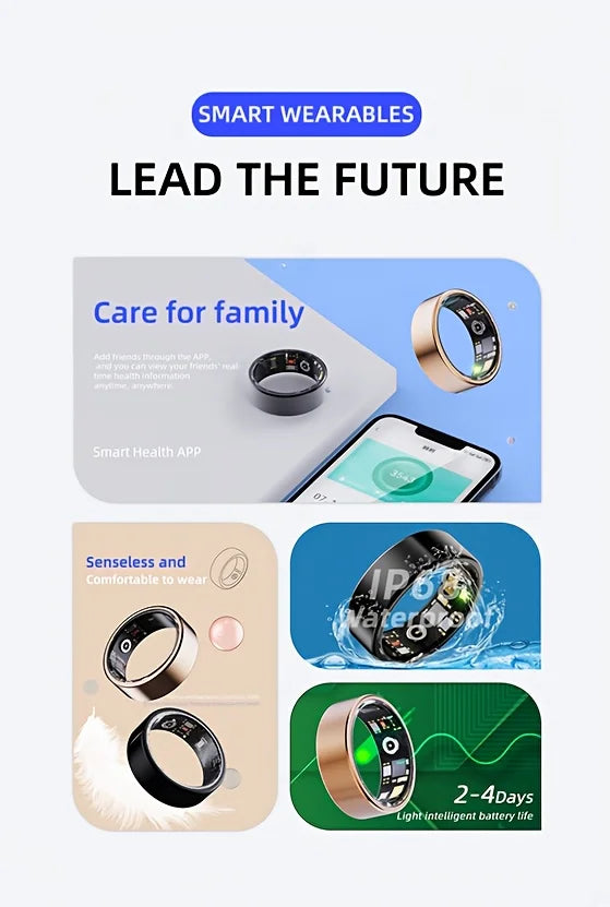 Smart Ring for Women & Men, Waterproof Fitness Tracker Ring with Sleep Monitoring, Pedometer & Calories Counter ,compatible with IPhone and Android,smart Gift