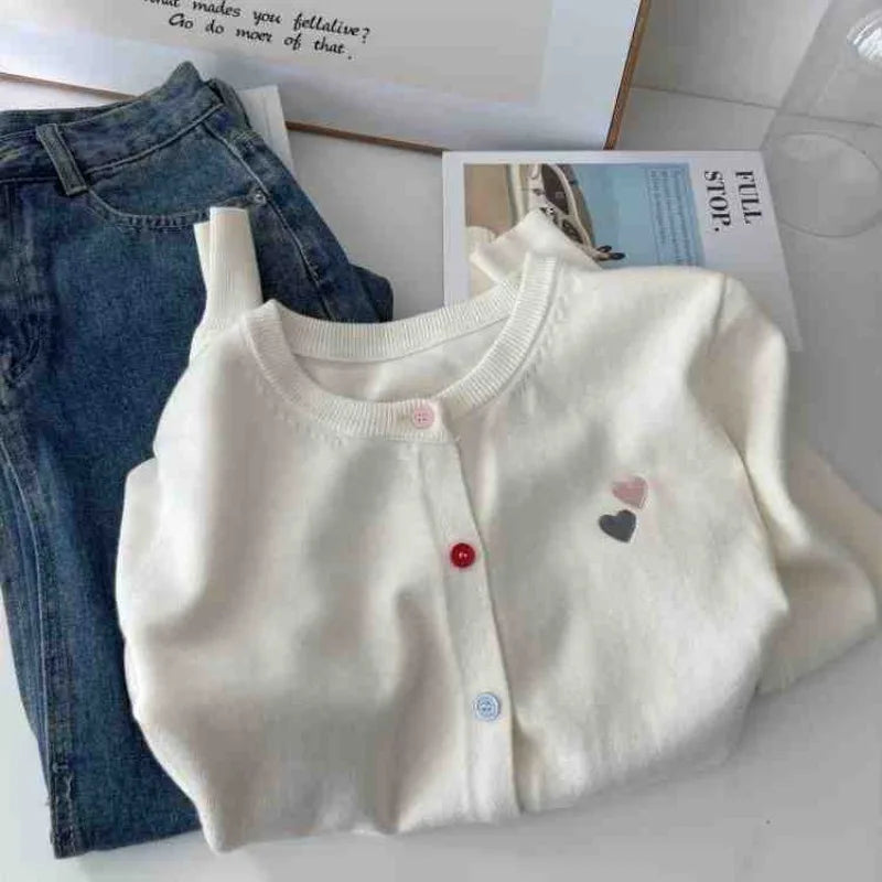Fashion Versatile Women Sweater 2026 Autumn Winter Elegant Embroidered Women Knit Cardigan Long Sleeve Unique Colorful Buttons