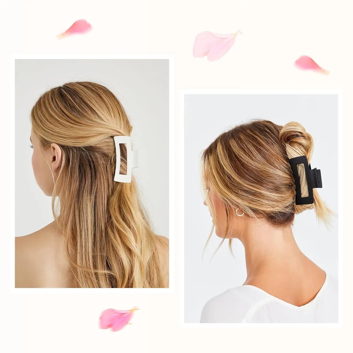 7Pcs 3.4" Medium Square Hair Claw Clips for Women Thick Thin Hair,Strong Hold Matte Banana Jaw Clips Hair Accessories