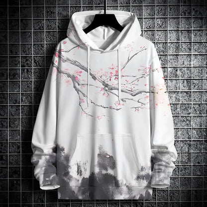 Autumn Hoodies For Men 3d Landscape Ink Print Street Designer Long Sleeved Loose Oversized Pullover Fall Fashion Men's Clothing