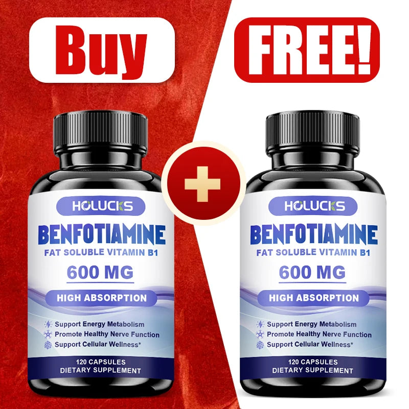 Benfotiamine 600mg | Superior Absorption Vitamin B1 for Energy Metabolism & Nerve Health | 120 Capsules Dietary Supplement