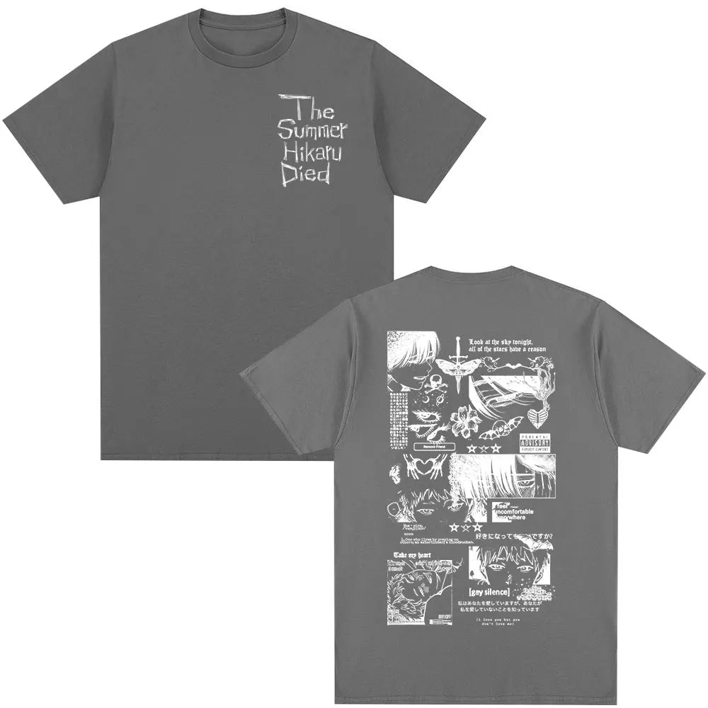 Anime The Summer Hikaru Died Hikaru Yoshiki Manga Short Sleeve T-shirts Men Women Fashion Cotton Casual Oversized T Shirt Couple