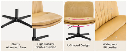 Adjustable Office Chair - Swivel Desk Chair with Double Cushion & Lumbar Support