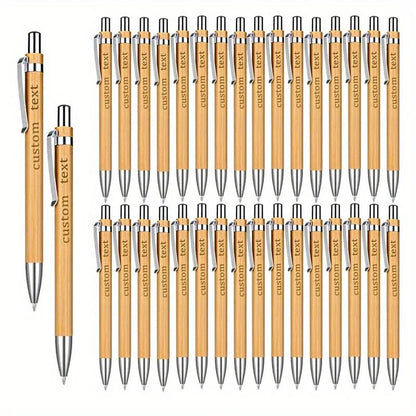 20/50/110PCS Customizable Bamboo Ballpoint Pens Smooth Writing Ideal for School Teachers Offices Advertising Promotional Pens