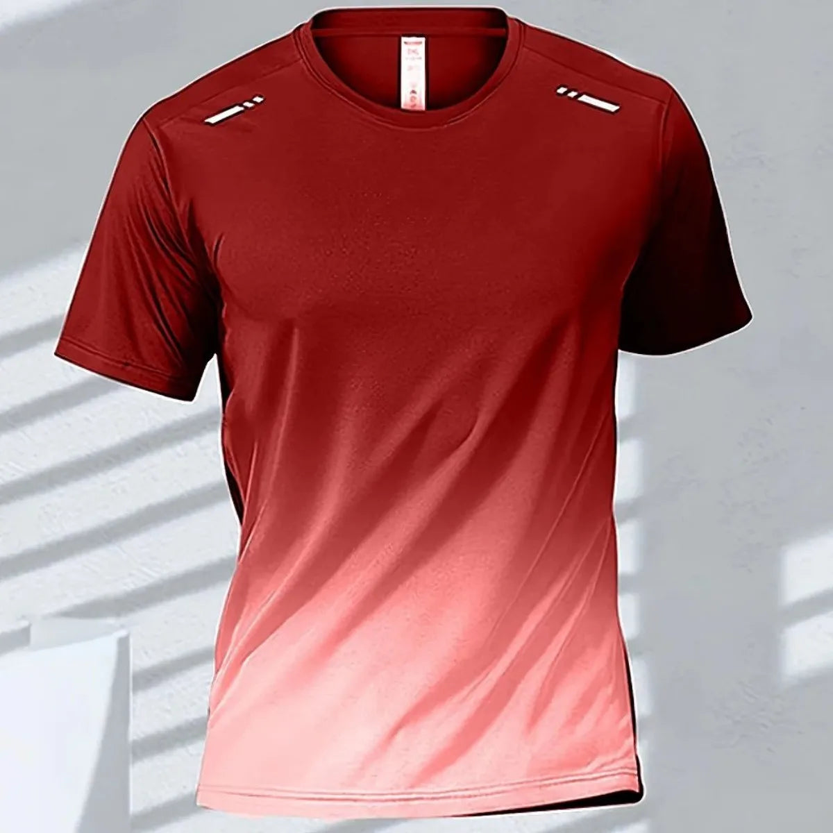 Men's Gradient Print T-Shirt – Breathable Quick-Dry Round-Neck Top