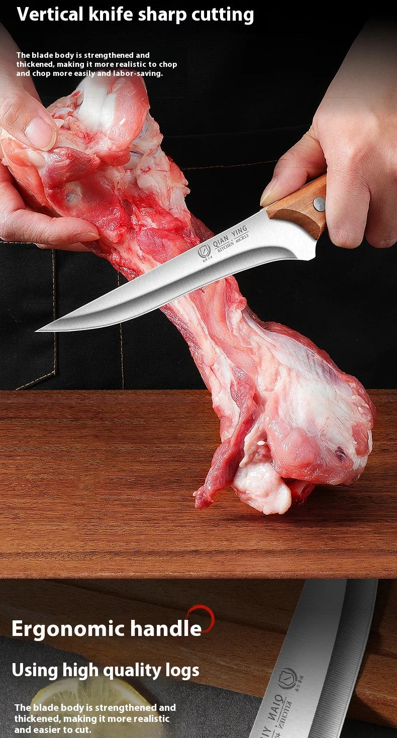 Professional Stainless Steel Fillet Knife - Forged Boning  Fish Slicing Knife with Wooden Handle