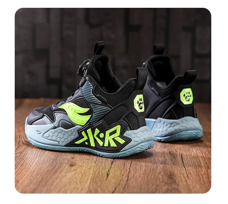 Boys Girls Casual Shoes Outdoor Children‘s Basketball Sneakers Kids Breathable Mesh Athletic Shoes Non-slip Lace-up Running Shoe
