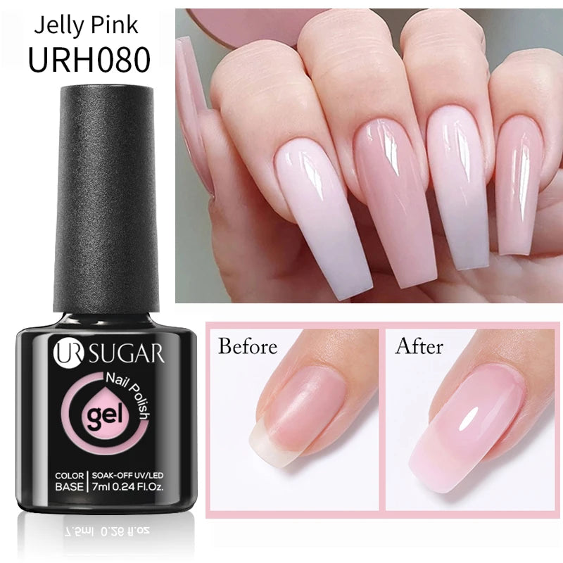 Nude Crystal Rubber Base Gel - 7ml Semi-Permanent Soak Off UV LED Nail Varnish