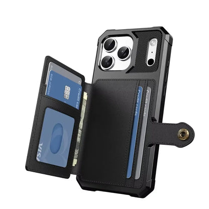 Wallet Phone Case Card Holder for Apple IPhone 17 Air 16E 16 15 14 Plus 13 12 Pro Max Hybrid Rubber Bumper Back Flip Cover