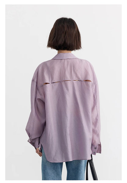 CHIC VEN Women Thin Shirt Long Sleeve Casual Loose Slightly Transparent Cool Blouses Woman Solid Design Female Top Summer 2026
