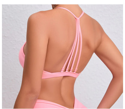 Yoga Sports Bra - Lightweight Nylon Spandex Multi Wear Crop Top with Removable Straps