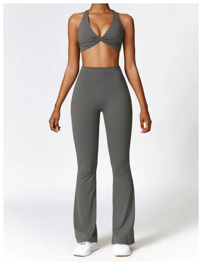 New Yoga Pants Flare Leggings Women High Waist Wide Leg Pants Women Gym Fitness Sports Flared Pant Dance Trousers V-shaped Hip