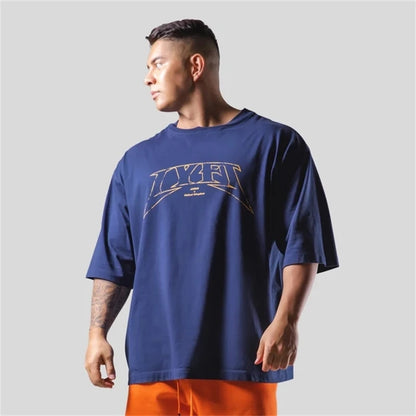LYFT Oversized Training Men's T-Shirt Design Letters Print T Shirts For Men Loose Fashion Sport Street Casual ClothesTees Tops
