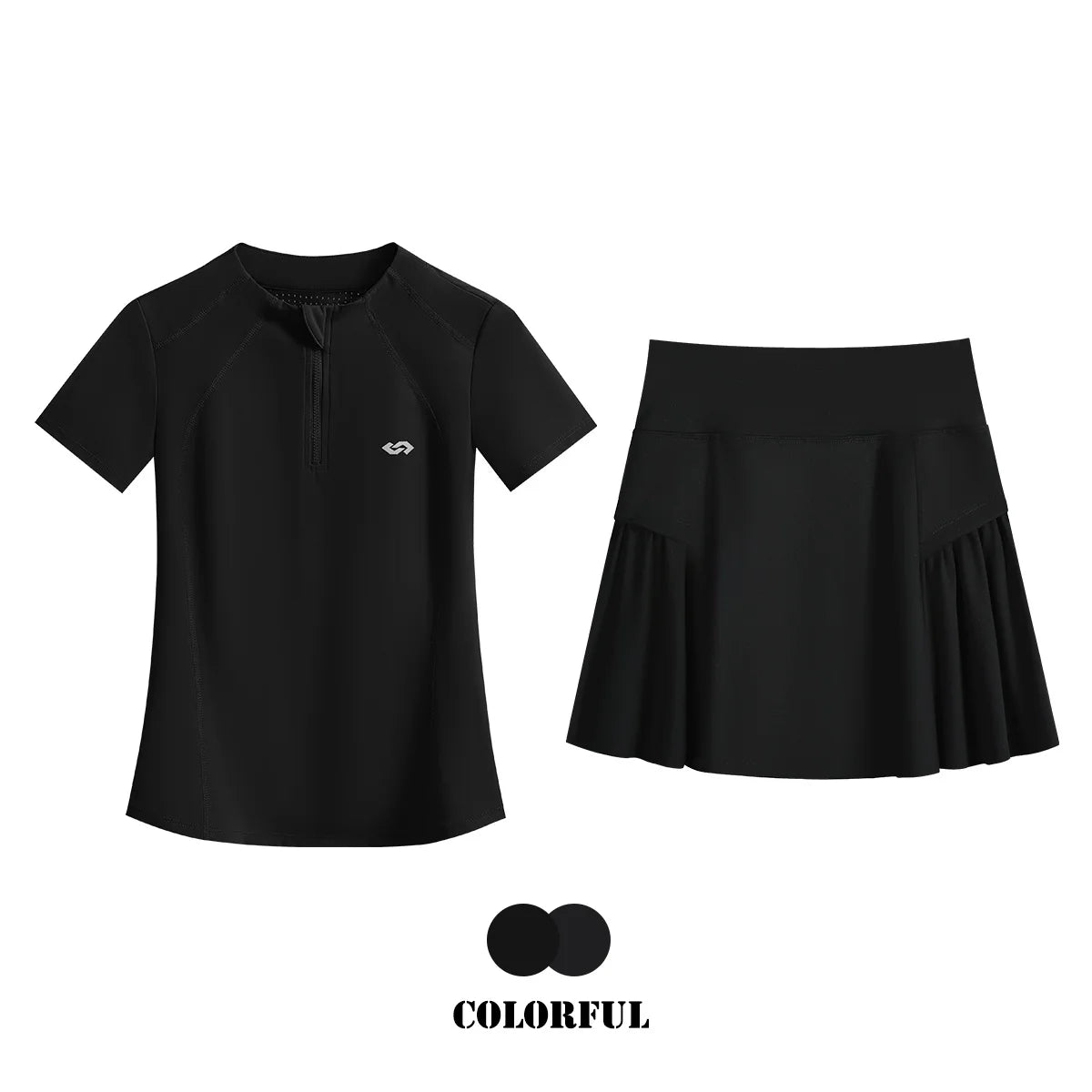 DRUR 2pcs Tennis Skirt Set Women Summer Sports Suit 2 Piece Fitness Top Skort Sets Ladies Golf Wear Set Sportswear Outfits 2025