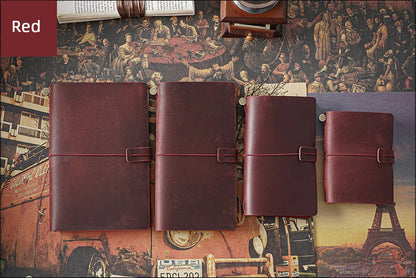 Leather Travel Journal - Refillable Notebook With Embossed Leather Cover, Handmade Diary