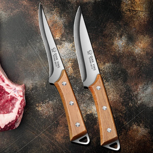 Professional Stainless Steel Fillet Knife - Forged Meat Cleaver with Wooden Handle