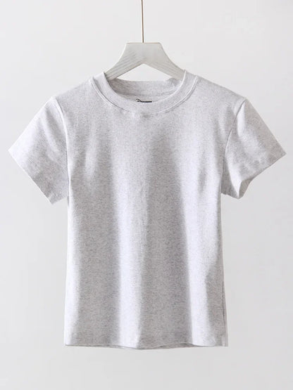 Basic T Shirts Women Cotton Slim Fit White Tops Summer Black Tees Crew Neck 100% Cotton T Shirt For Women Plain T-shirts Soft