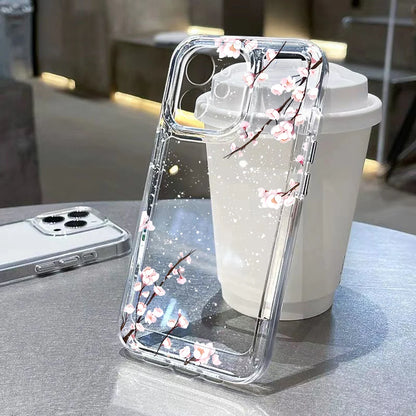 Case For Samsung Galaxy A56 5G A36 S25 Ultra S24 FE S23 S26 Case Samsung A16 A55 A54 A26 A35 White Lotus Floral Clear Phone Case
