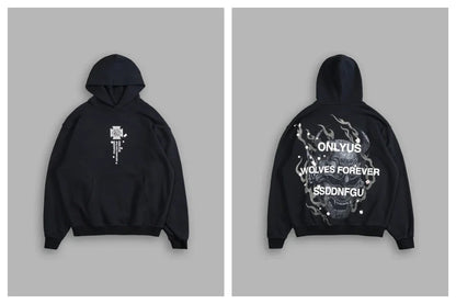 Gothic Harajuku Hoodie – Y2K Streetwear Oversized Pullover for Men | Retro Casual Sweatshirt