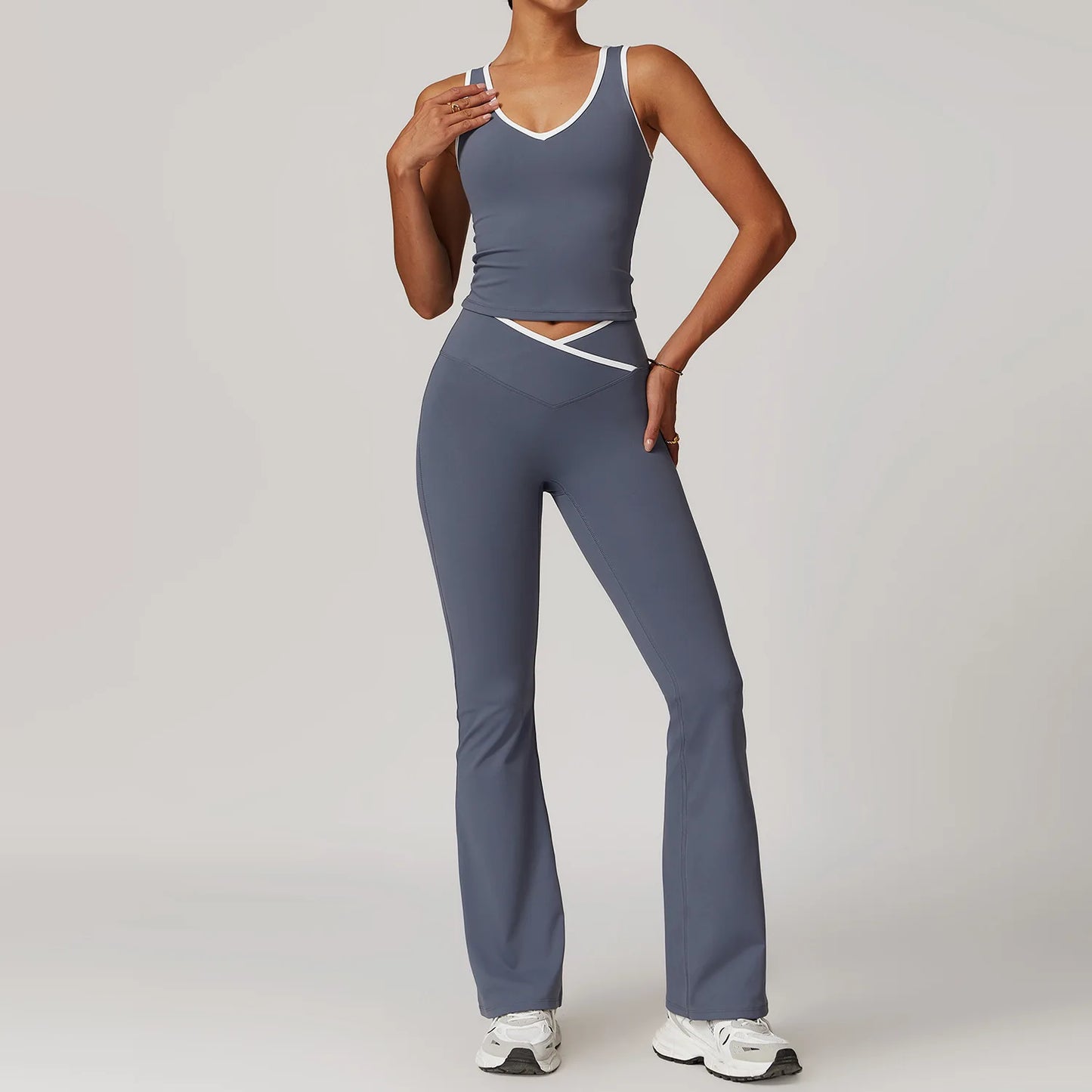 Yoga Workout Set – High Waist Leggings & Sports Bra Outfit | Breathable Fitness Sportswear