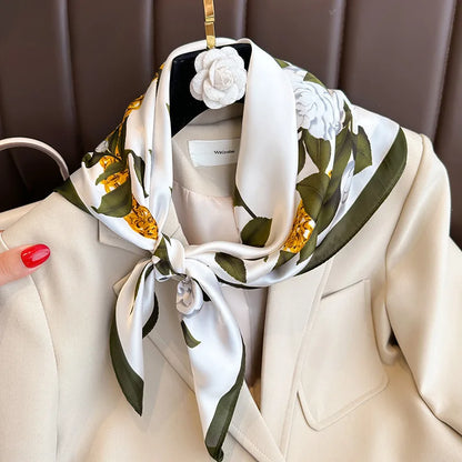 Luxury Silk Plaid Scarf - Soft Satin Neck Hair Tie for Women Foulard Hijab 2021