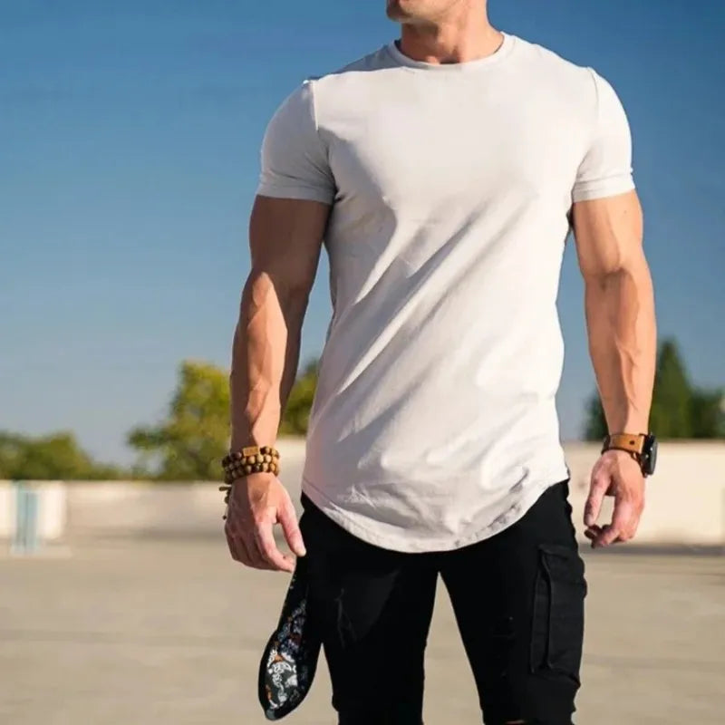 Men's Muscle Fitness T-shirt – Breathable Cotton Gym Tee | Short Sleeve Workout Shirt