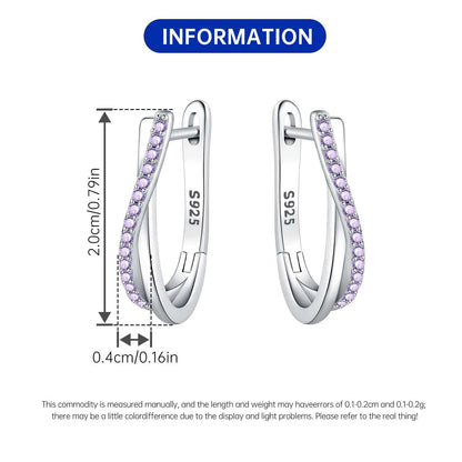 Orstarry S925 Sterling Silver Square Chain With Stone Inlaid Earrings Hoop Earrings For Women Jewelry Original Party Trendy Gift
