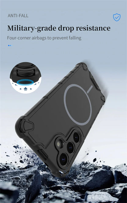 Anti-slip Bumper Armor Magnetic Phone Case For Samsung S24 S25 S26 Plus S23 Ultra A56 A55 A54 A35 A34 A25 A15 For Magsafe Cover