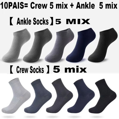 Mens Bamboo Fiber Ankle Socks - Breathable Short Socks for All Seasons 510 Pairs - ZOOMNSTORE
