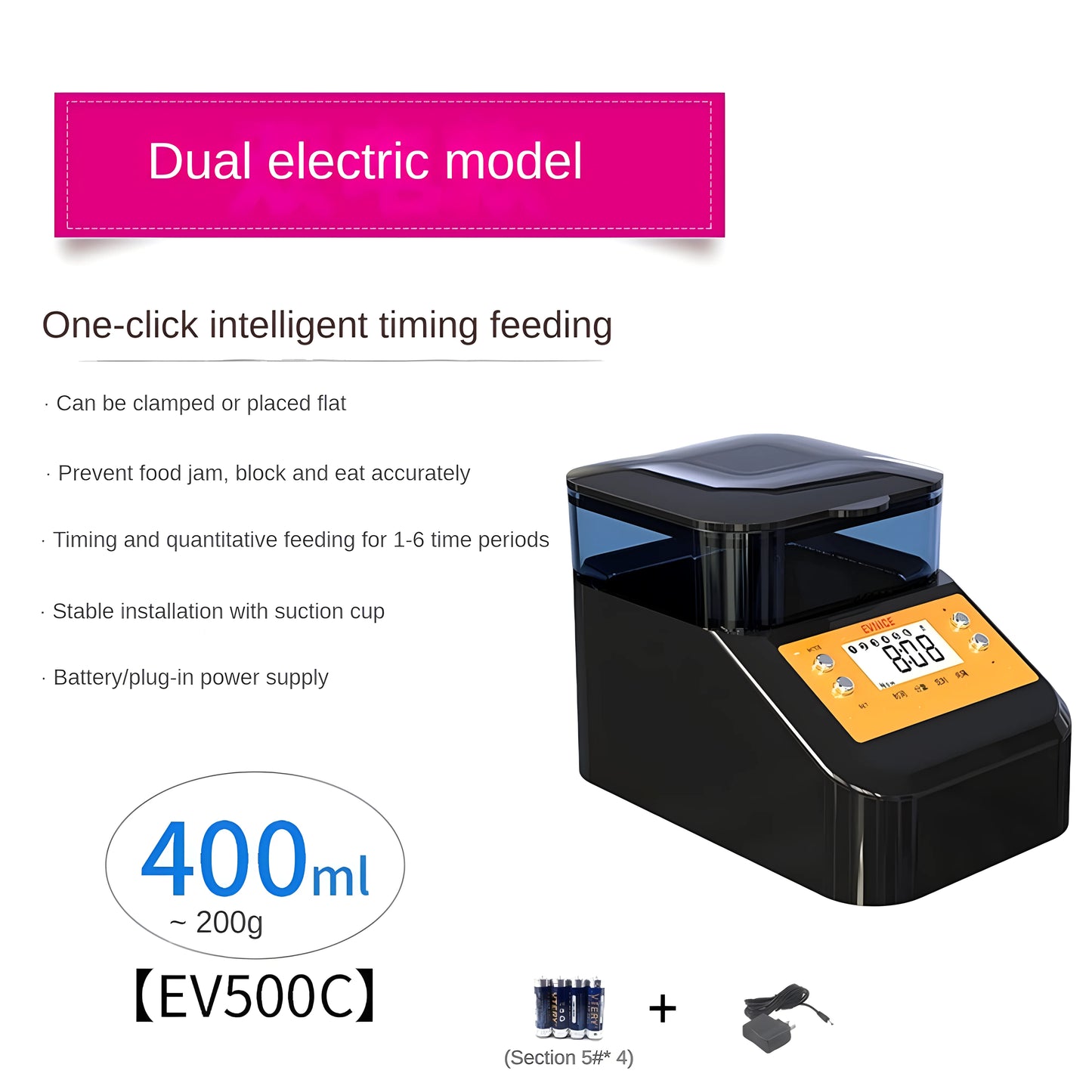 EVNICE automatic fish feeder WIFI Koi Rohan arowana feeder large capacity of 04L/1L/2L/timed, quantitative and precise feeding