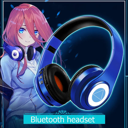 Miku Nakano Sanjiu Cosplay Wireless Bluetooth-compatible Headset 5.0 Over-ear Stereo Anime Headphones with Mic for Mobile Phone