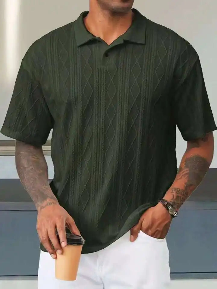 Knitted Polo Shirt – Men's Retro Summer Lapel Tee | Breathable Lightweight Top