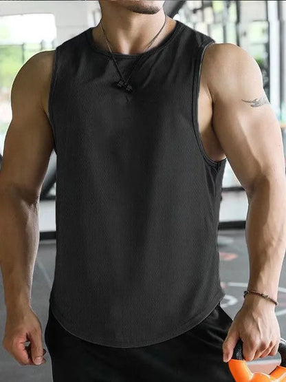 Men's Sleeveless Tank Top Quick Dry Breathable Polyester Mesh Workout Fitness Basketball Gym  Bodybuilding Singlet Fitness Wear