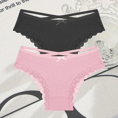 Cotton Panties Women - Sexy Lace Brazilian Briefs Low Waist Breathable Underwear