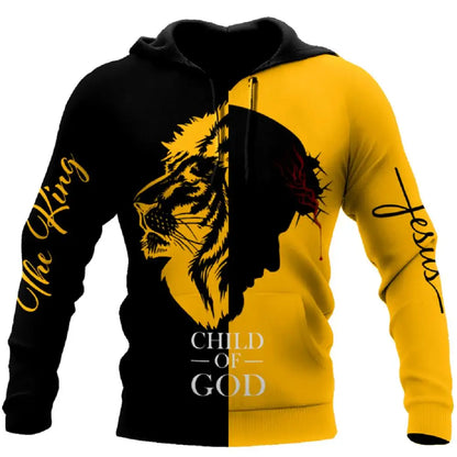 Christian Jesus Mens Hoodie 3D Print Harajuku Clothes Fashion Hooded Sweatshirt Casual Pullover Streetwear New Oversized Jacket