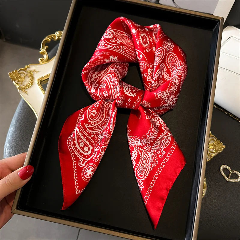 Luxury Silk Square Scarf - Womens Satin Neckerchief  Hair Wrap 2023