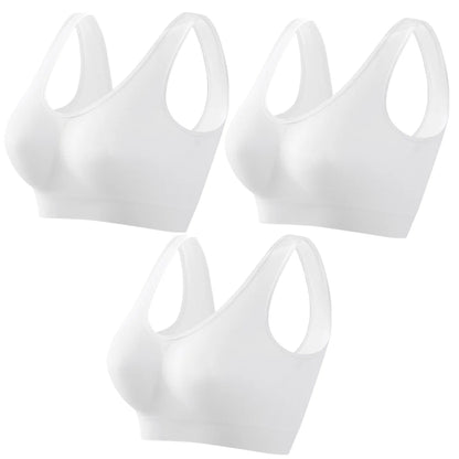 3Pcs/Set Women Seamless Knit Tank Sports Bra Solid Color Bralette Top Wide Strap Integrated Lining Without Pads Lingerie S-5XL