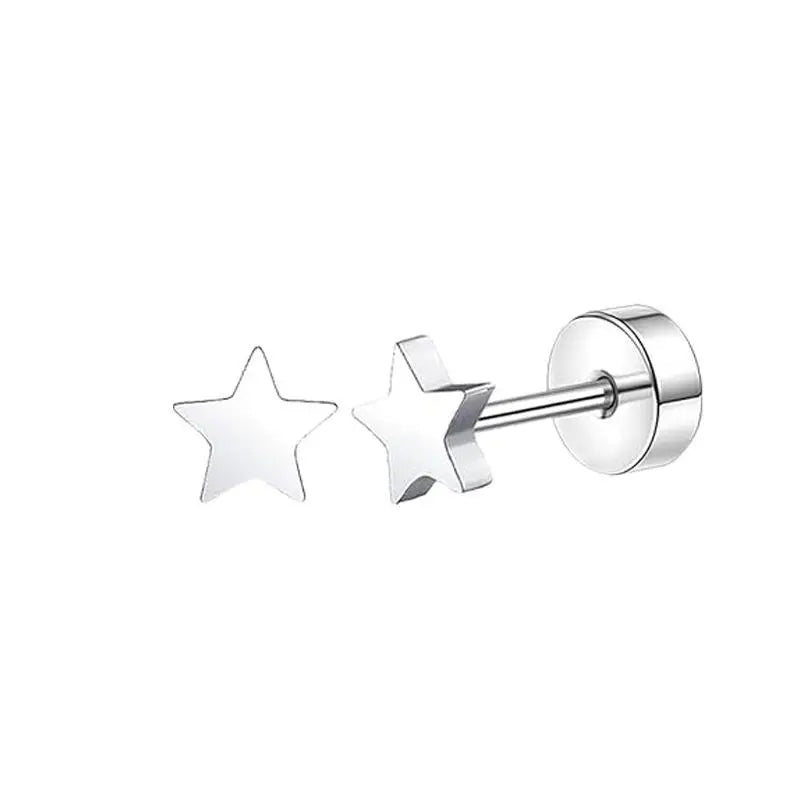 Stainless Steel Stud Earrings – Heart Moon Cartilage Ball Studs for Women’s Body Piercing