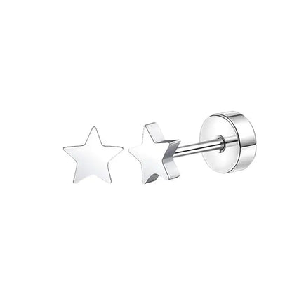 Stainless Steel Stud Earrings – Heart Moon Cartilage Ball Studs for Women’s Body Piercing