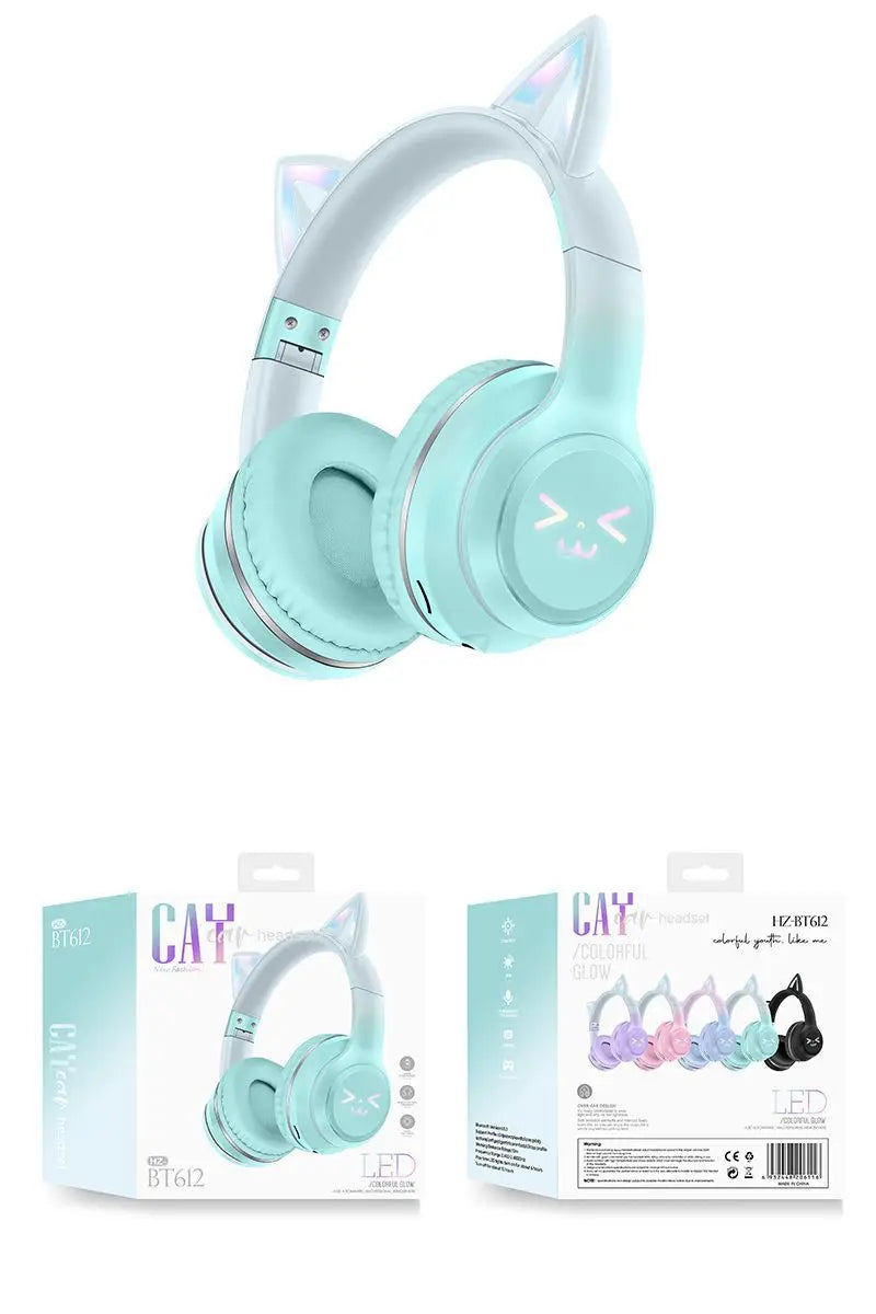 Wireless Cat Ear Headphones – Kids Gaming Headset With Microphone & RGB Lights