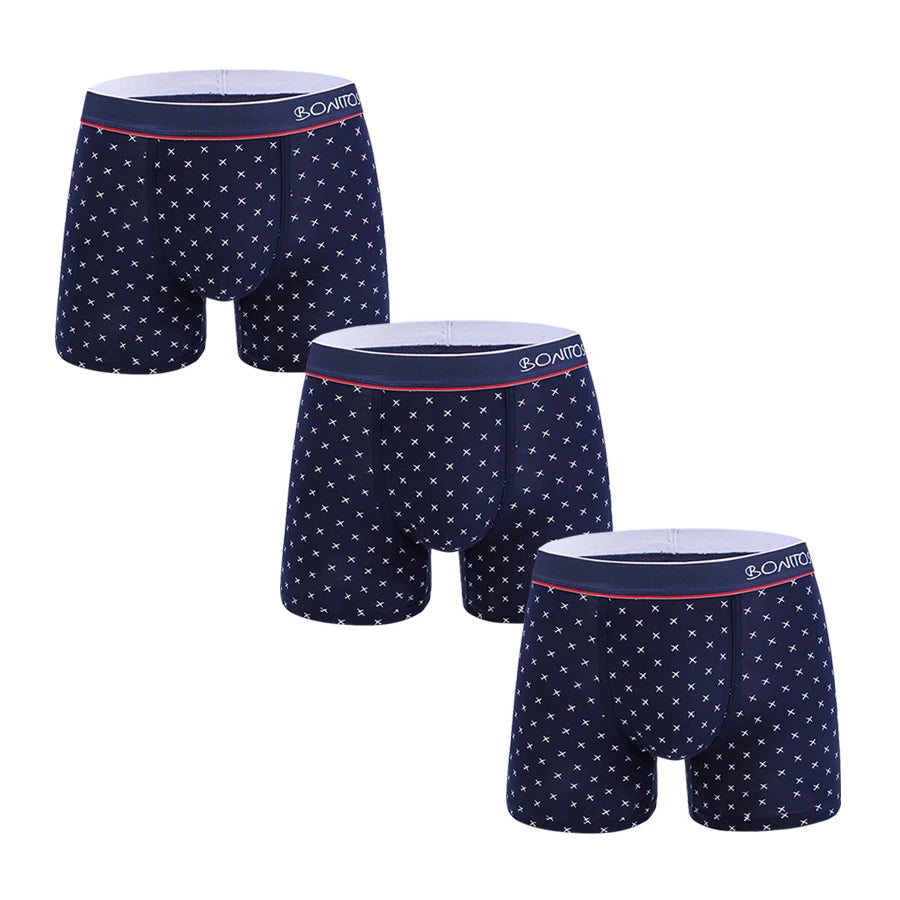3pcs Print Men's Panties BONITOS Letter Waistband Boxer Briefs Cotton Underwear Mens Boxers Classic Men Underpants