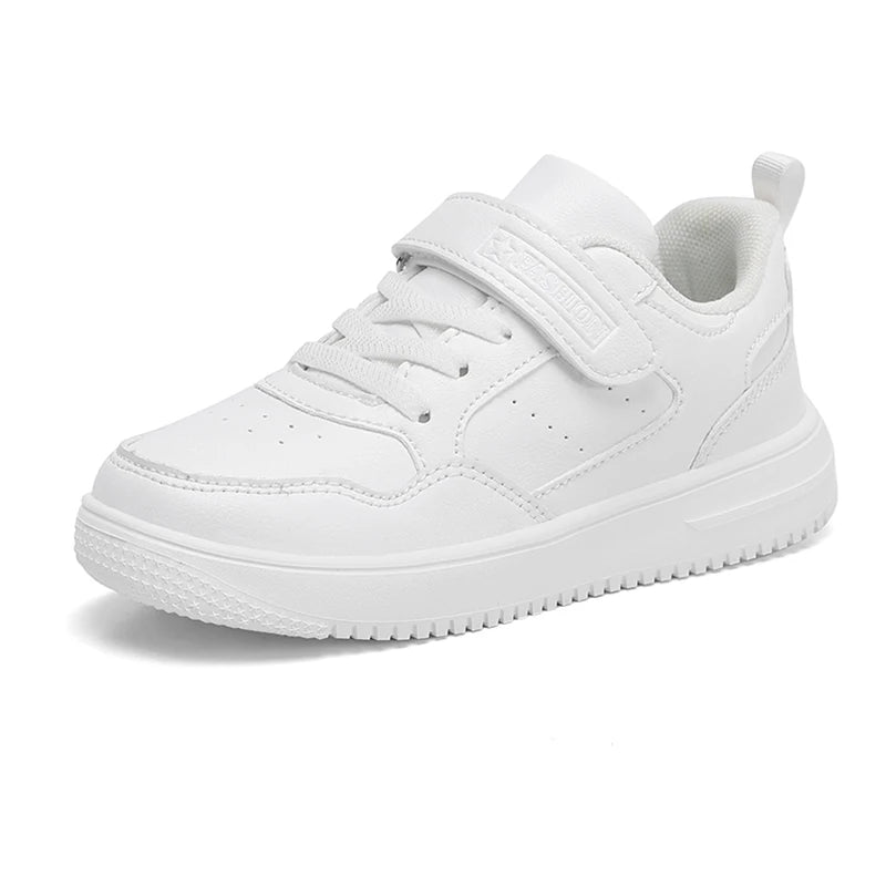 Boys Shoes Sneakers Leather Children Comfortable Flat Shoes Black White Shoes for Kids Girls School Walking Footwear Non Slip