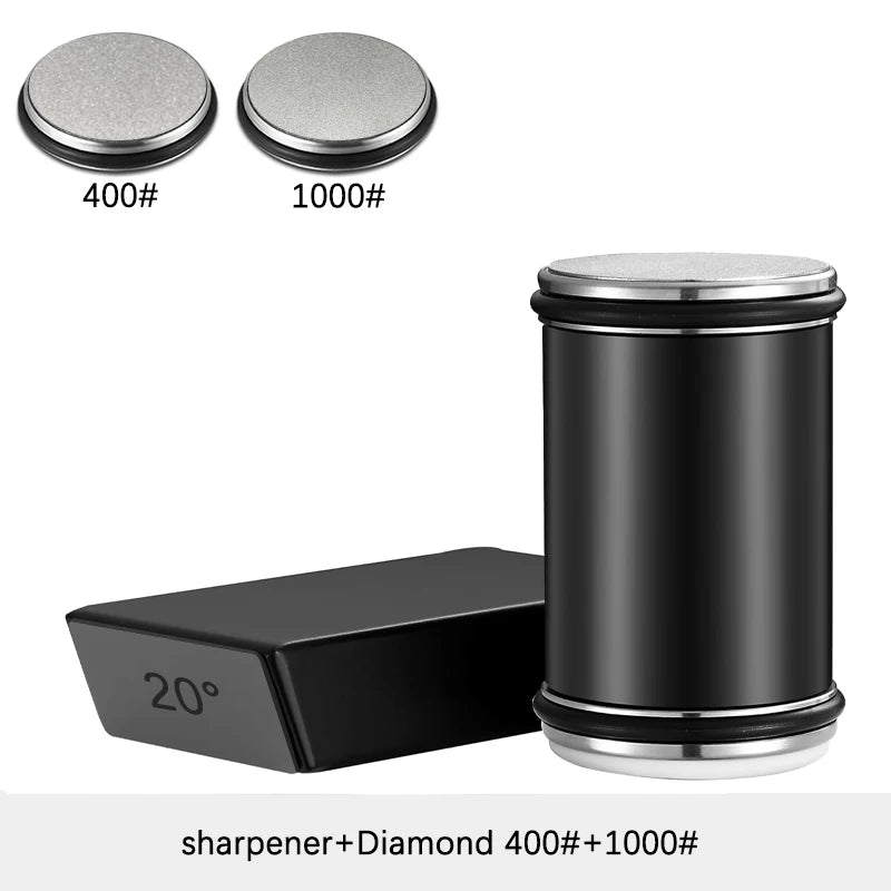Rolling Knife Sharpener | Double Sided Diamond Sharpening Stone with Magnetic Angle