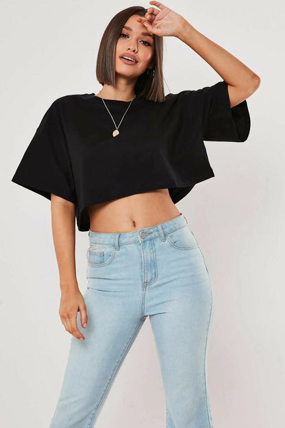 Women's Cotton Crop Top – Yoga & Fitness Short-Sleeve Workout Tee