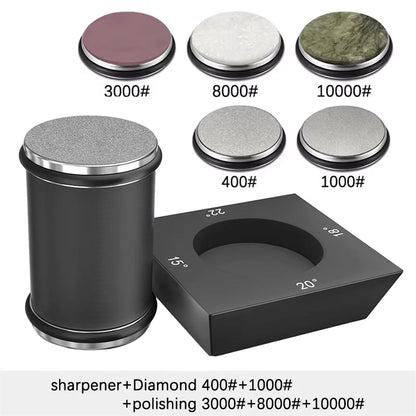 Rolling Knife Sharpener - 4 Angle Sharpening System With Diamond Whetstone Kit