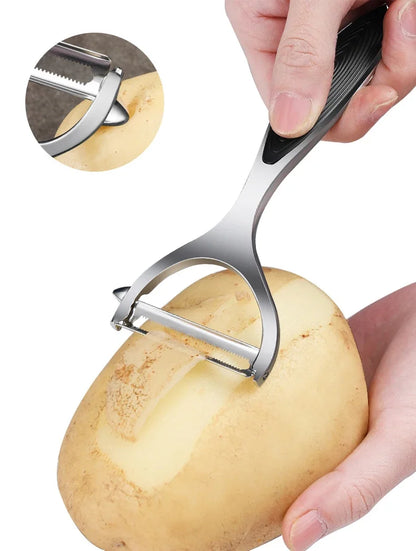 Stainless Steel Peeler - Multi Function Vegetable & Fruit Peeler with Julienne Slicer